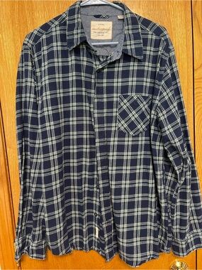 Weatherproof Navy and White Plaid Button-Down Shirt
